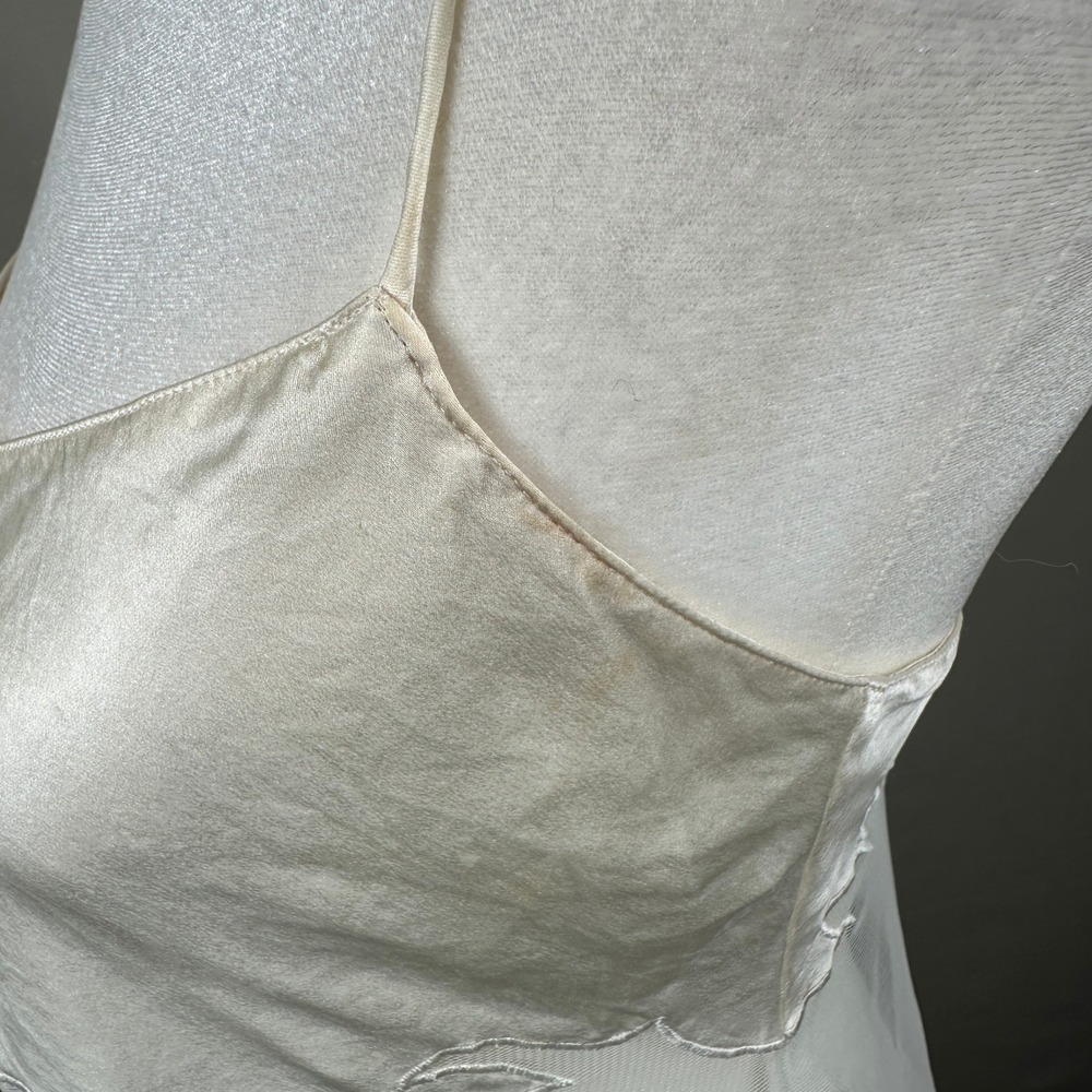 Victoria's Secret Babydoll Chemise Womens XS Ivory Good Sheer Mesh Satin Slip - Picture 9 of 13